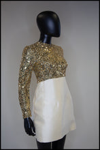 Vintage 1960s Gold Silk Sequin Mini Dress