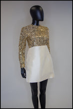 Vintage 1960s Gold Silk Sequin Mini Dress