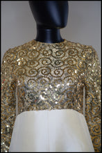 Vintage 1960s Gold Silk Sequin Mini Dress
