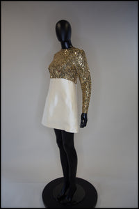 Vintage 1960s Gold Silk Sequin Mini Dress