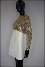 Vintage 1960s Gold Silk Sequin Mini Dress