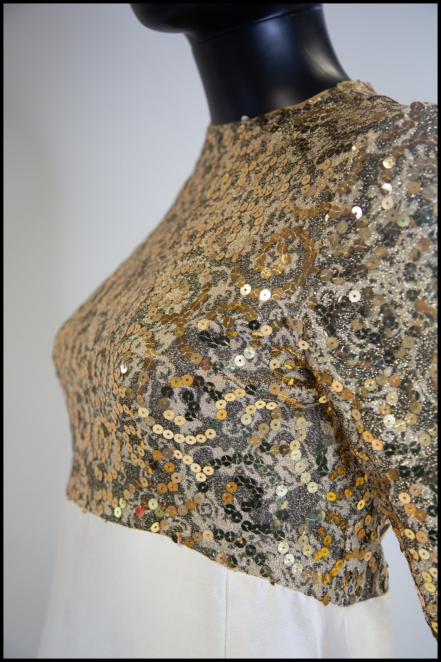 Vintage 1960s Gold Silk Sequin Mini Dress