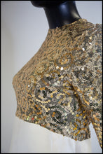 Vintage 1960s Gold Silk Sequin Mini Dress