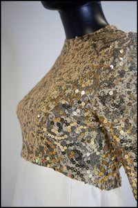 Vintage 1960s Gold Silk Sequin Mini Dress