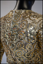 Vintage 1960s Gold Silk Sequin Mini Dress