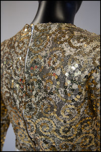 Vintage 1960s Gold Silk Sequin Mini Dress