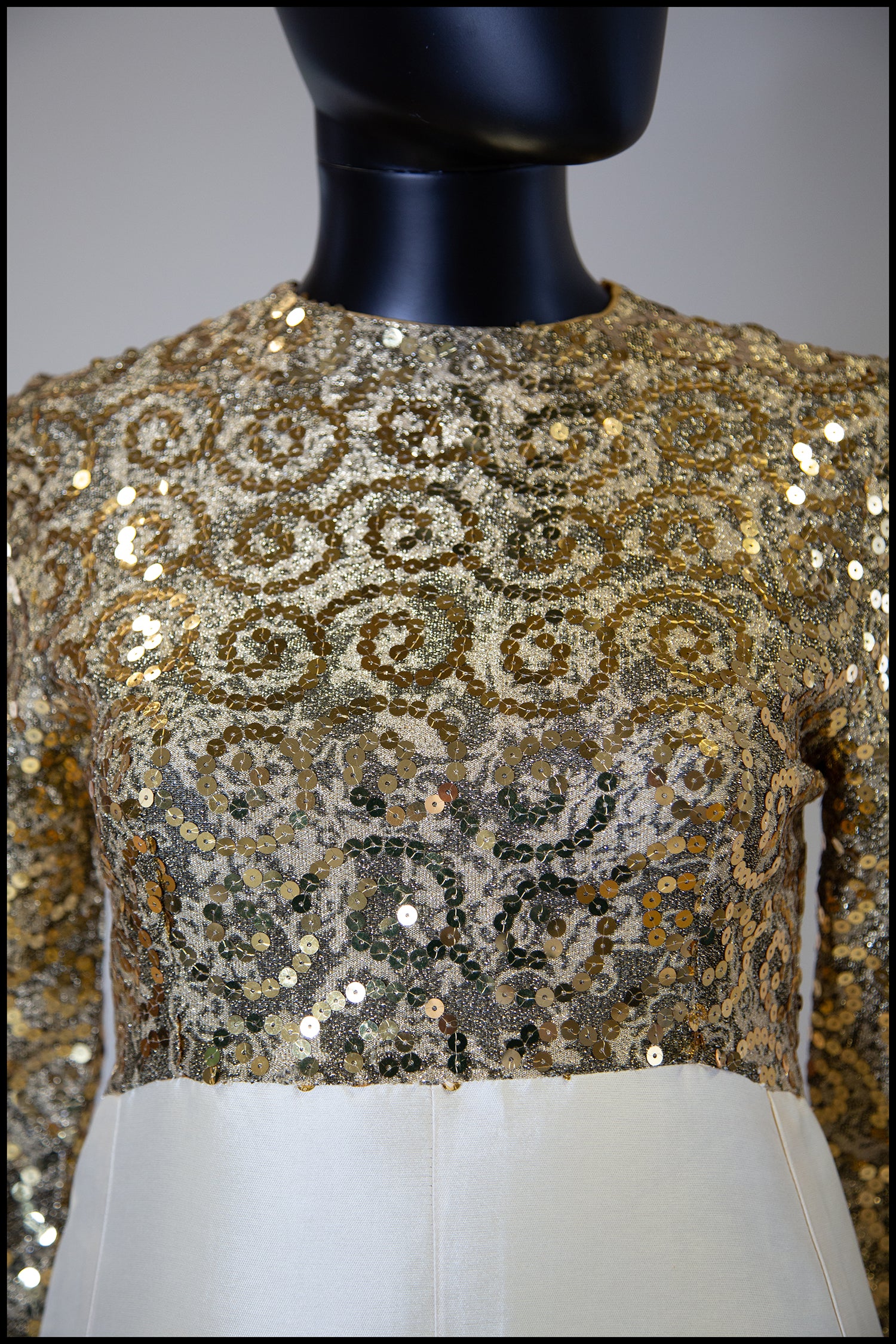 Vintage 1960s Gold Silk Sequin Mini Dress