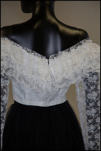 Vintage 1980s White Ruffle Lace Crop Top