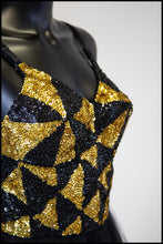 Vintage 1980s Black and Gold Sequin Bustier