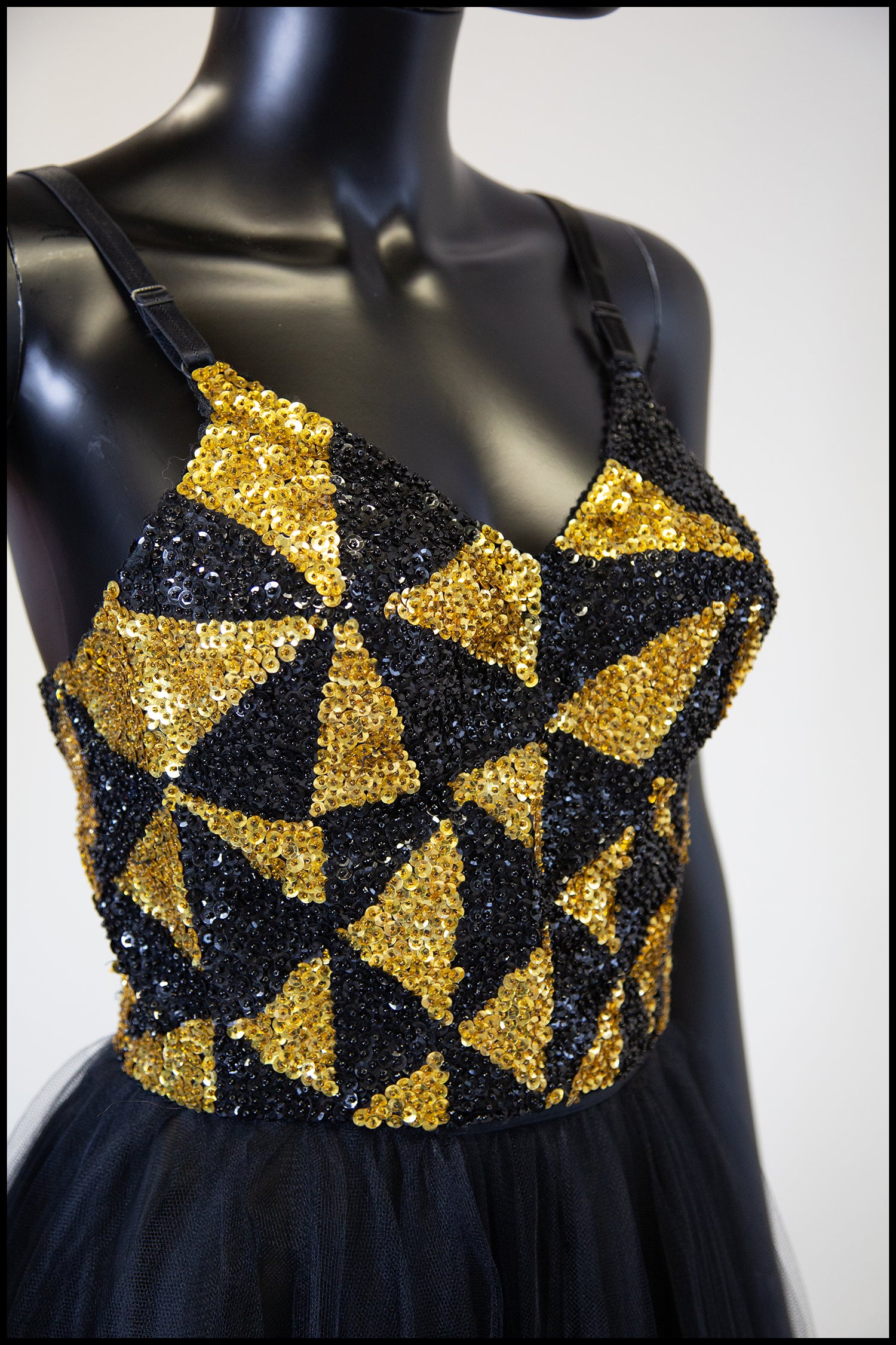 Vintage 1980s Black and Gold Sequin Bustier