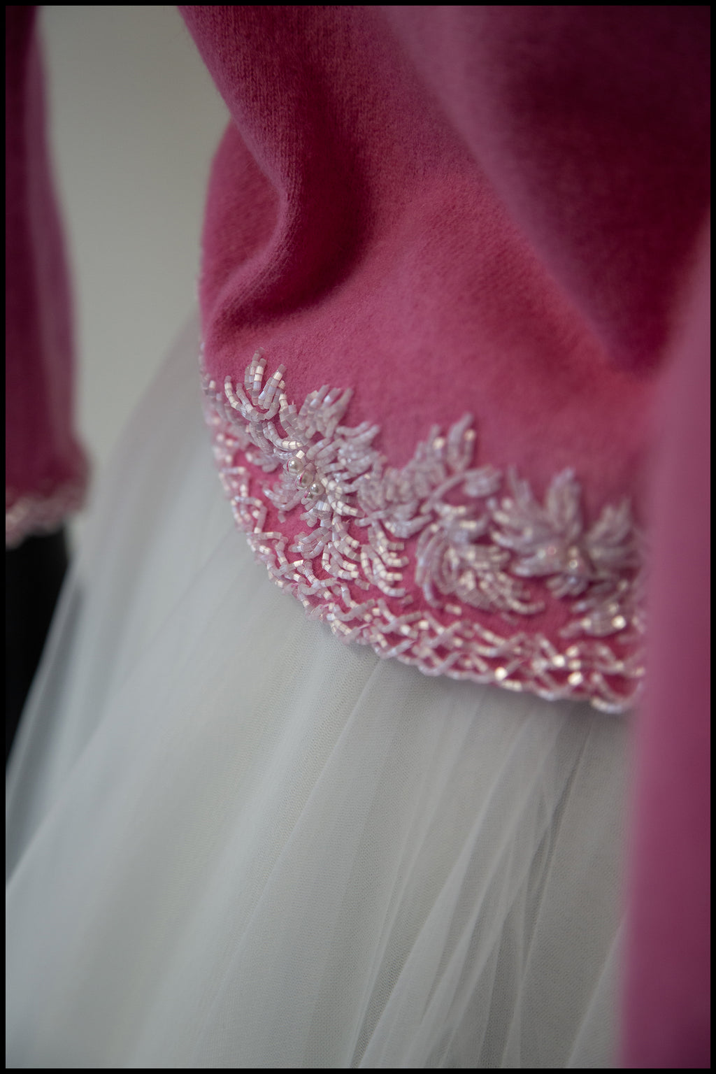 Vintage 1950s Pink Beaded Cardigan