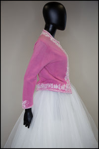 Vintage 1950s Pink Beaded Cardigan