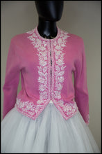 Vintage 1950s Pink Beaded Cardigan