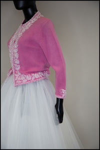 Vintage 1950s Pink Beaded Cardigan