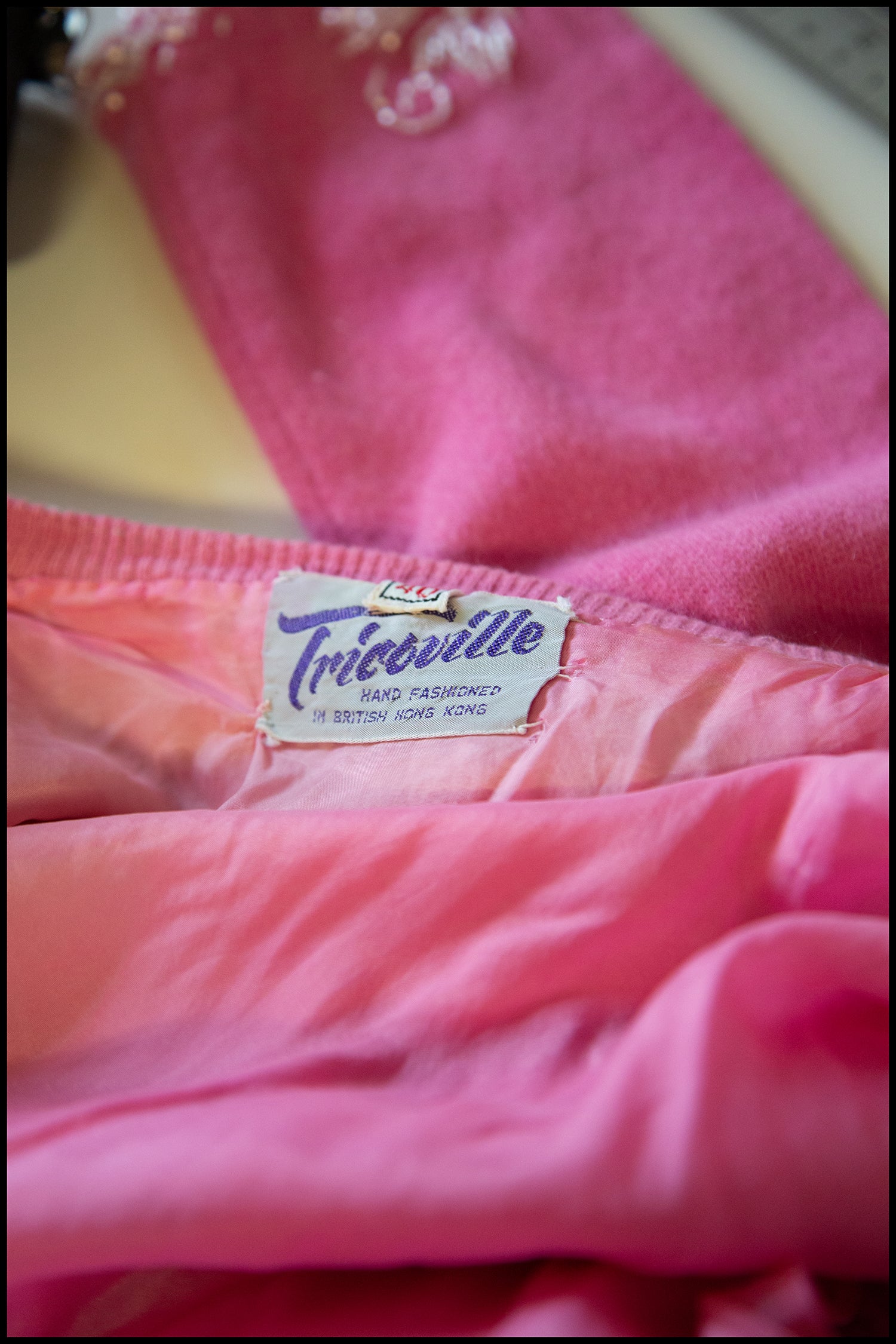 Vintage 1950s Pink Beaded Cardigan