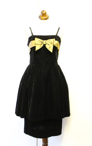 Vintage 1950s Black Velvet Cocktail Dress