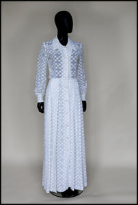 Vintage 1970s White Dot Maxi Dress