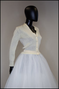 Vintage 1970s Cream Wool Fitted Cardigan