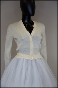 Vintage 1970s Cream Wool Fitted Cardigan