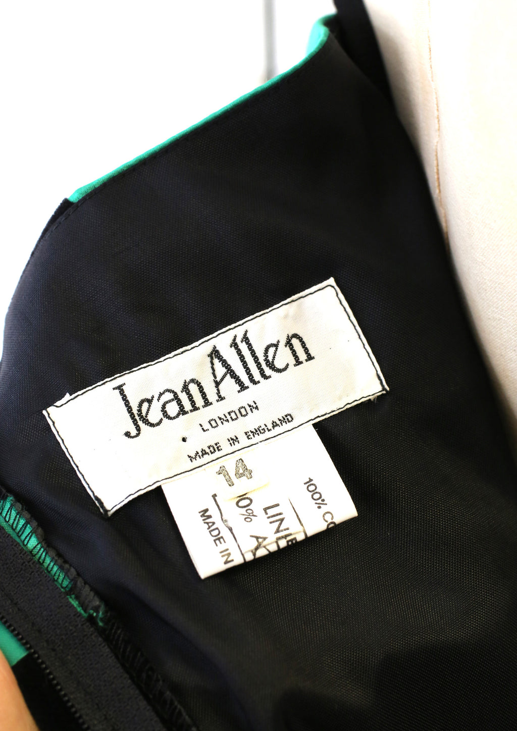 Vintage 1980s Black Velvet Green Polka dot Dress