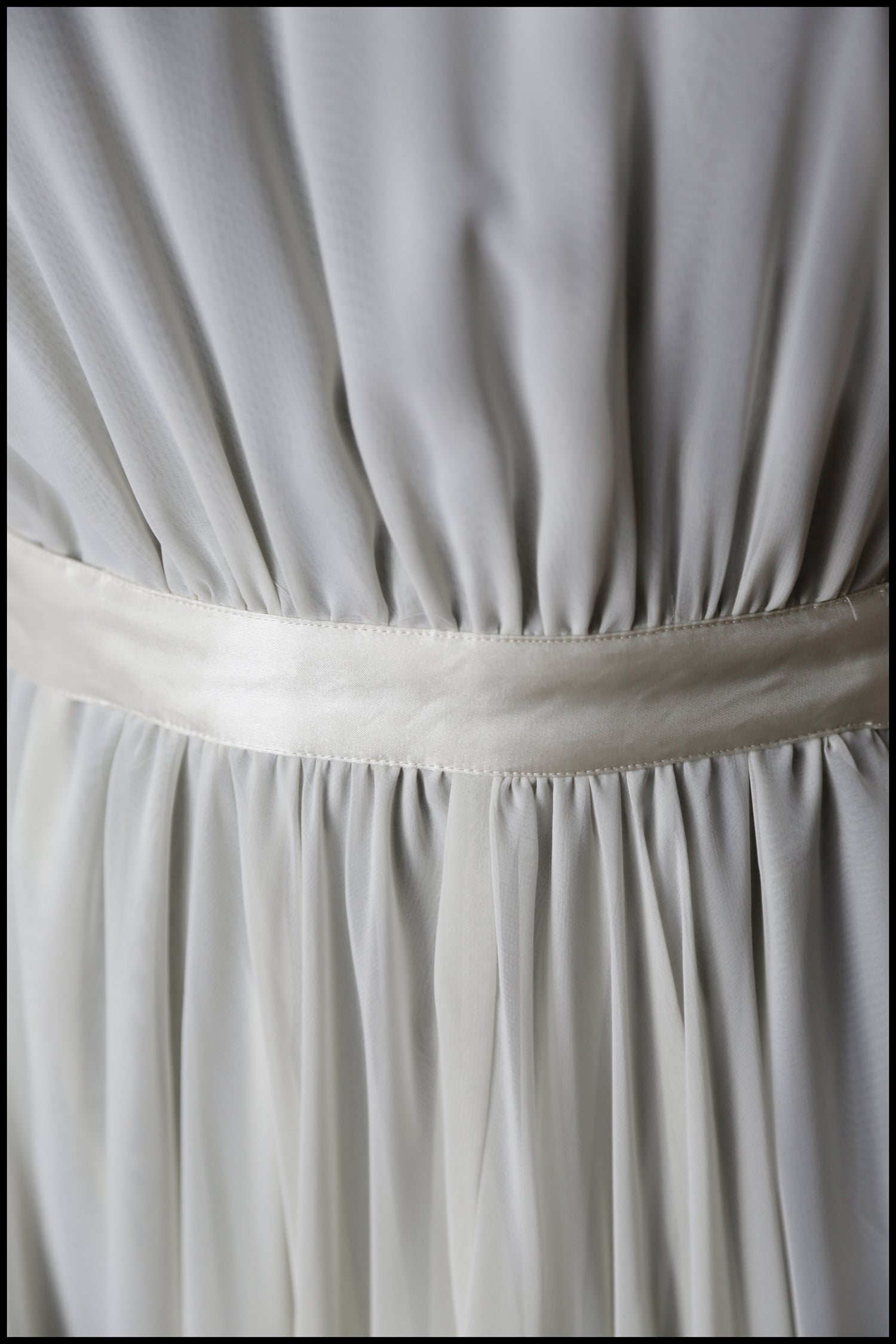 Vintage 1970s Ivory Chiffon Flared Midi Dress