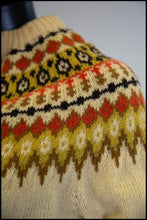 Vintage 1960s Cream Icelandic Lopapeysa Wool Cardigan