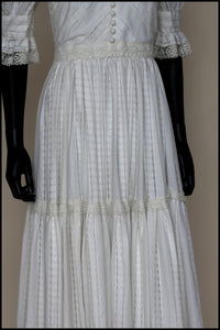 Vintage 1970s Ivory Cream Cotton Lace Maxi Dress