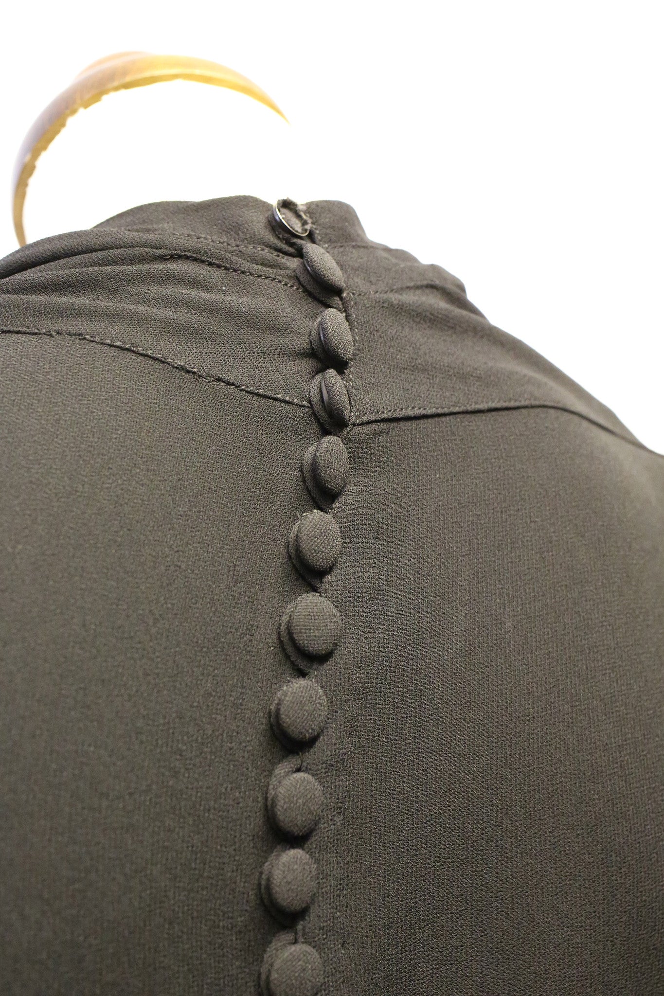 Vintage 1940s Black Embroidered Crepe Dress