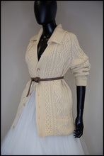 Vintage 1970s Cream Aran Knit Long Cardigan
