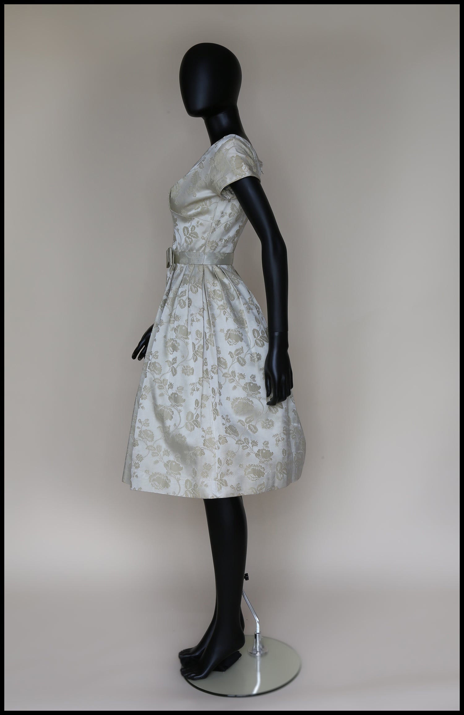 Original Vintage 1950s Oyster Brocade Short Wedding Dress