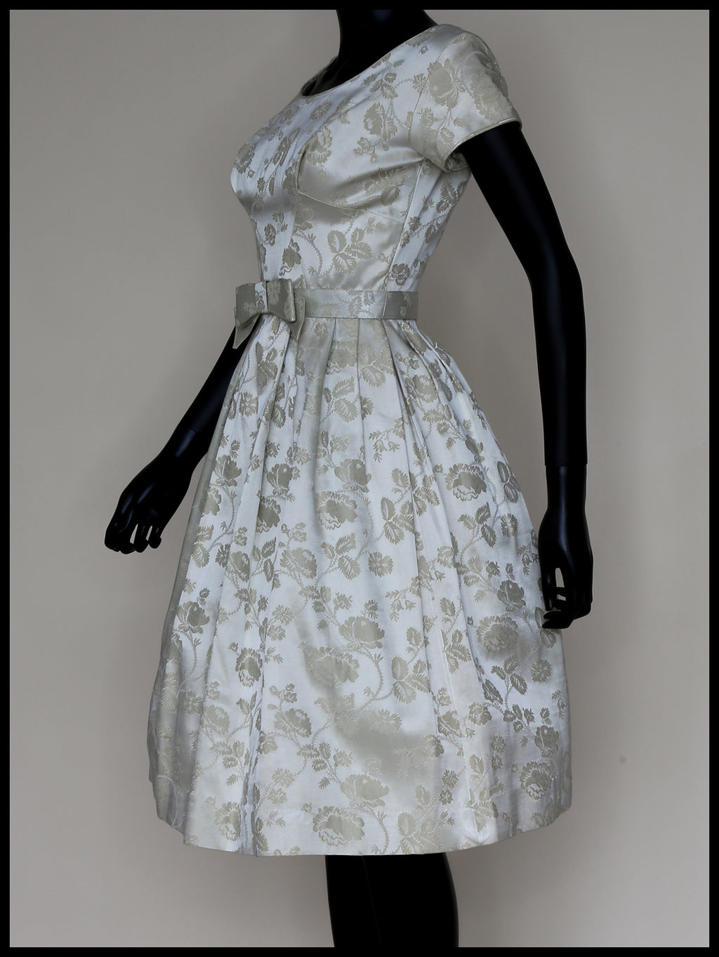 Original Vintage 1950s Oyster Brocade Short Wedding Dress