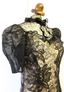 Vintage 1930s Black Lace Evening Dress