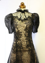 Vintage 1930s Black Lace Evening Dress