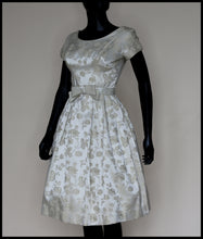 Original Vintage 1950s Oyster Brocade Short Wedding Dress