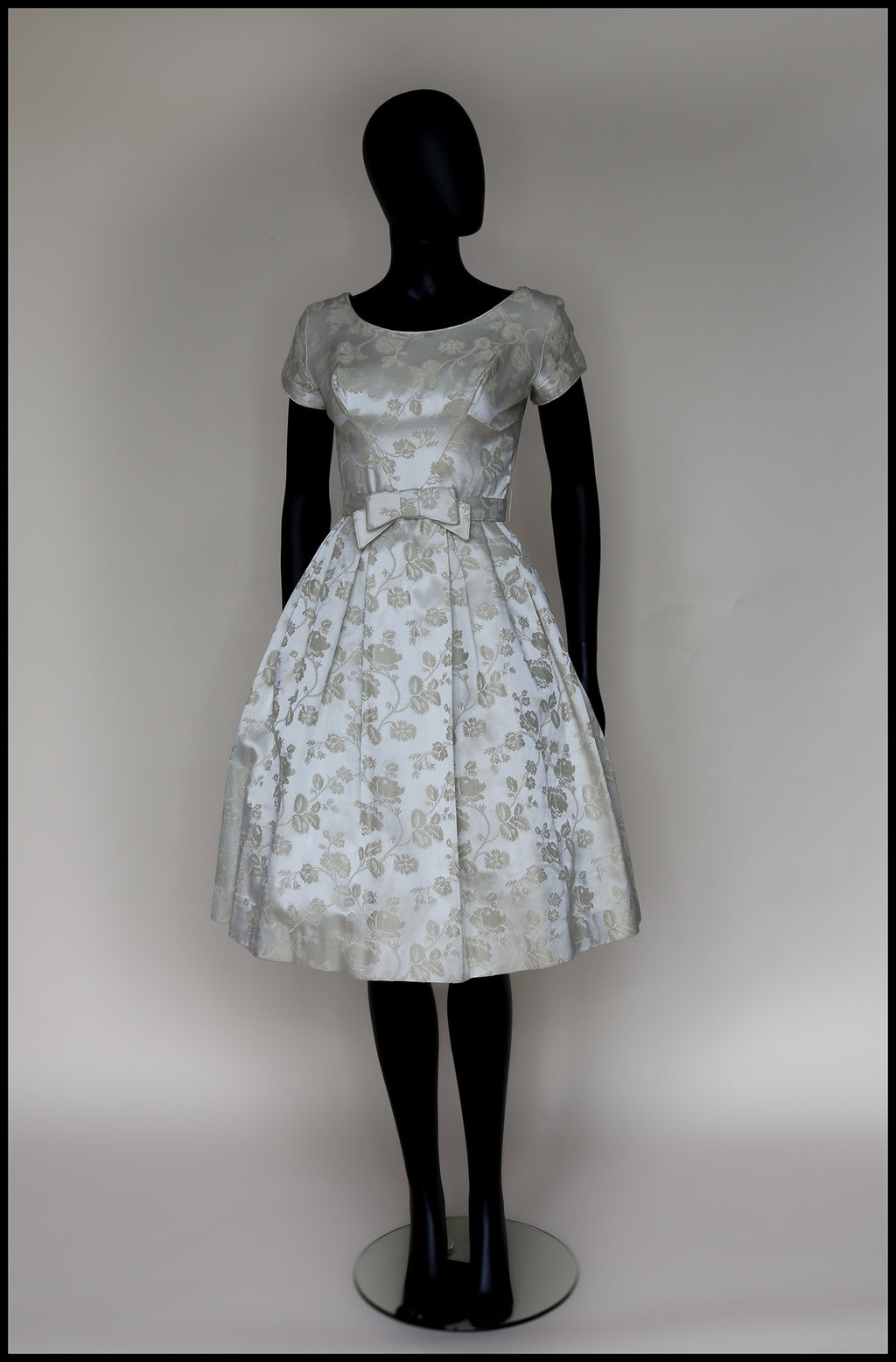 Original Vintage 1950s Oyster Brocade Short Wedding Dress