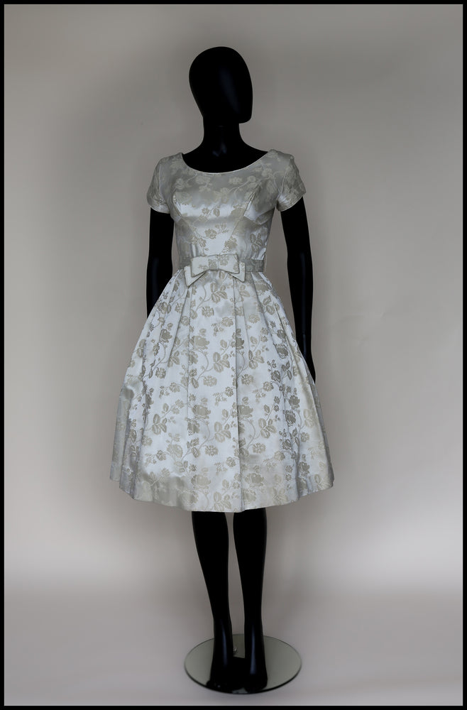 Original Vintage 1950s Oyster Brocade Short Wedding Dress