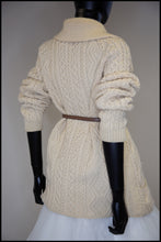 Vintage 1970s Cream Aran Knit Long Cardigan