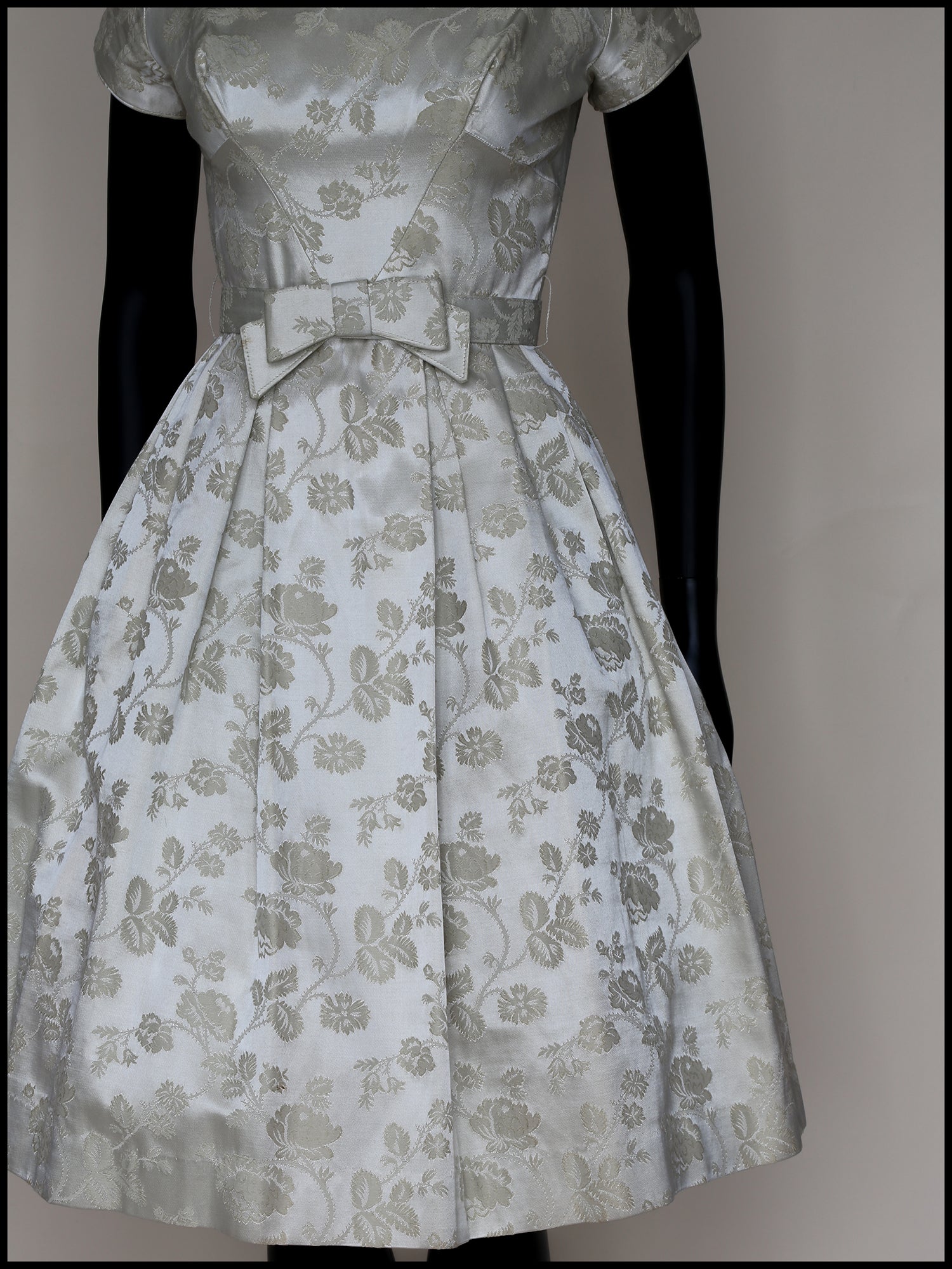Original Vintage 1950s Oyster Brocade Short Wedding Dress