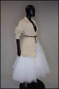 Vintage 1970s Cream Aran Knit Long Cardigan