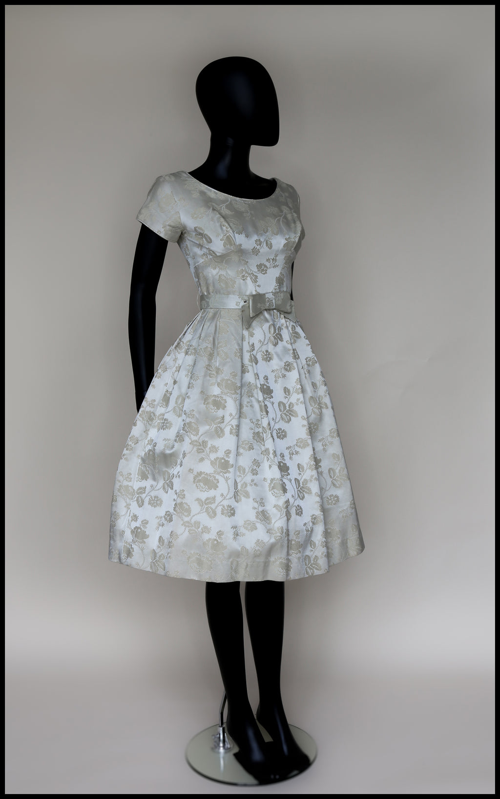 Original Vintage 1950s Oyster Brocade Short Wedding Dress