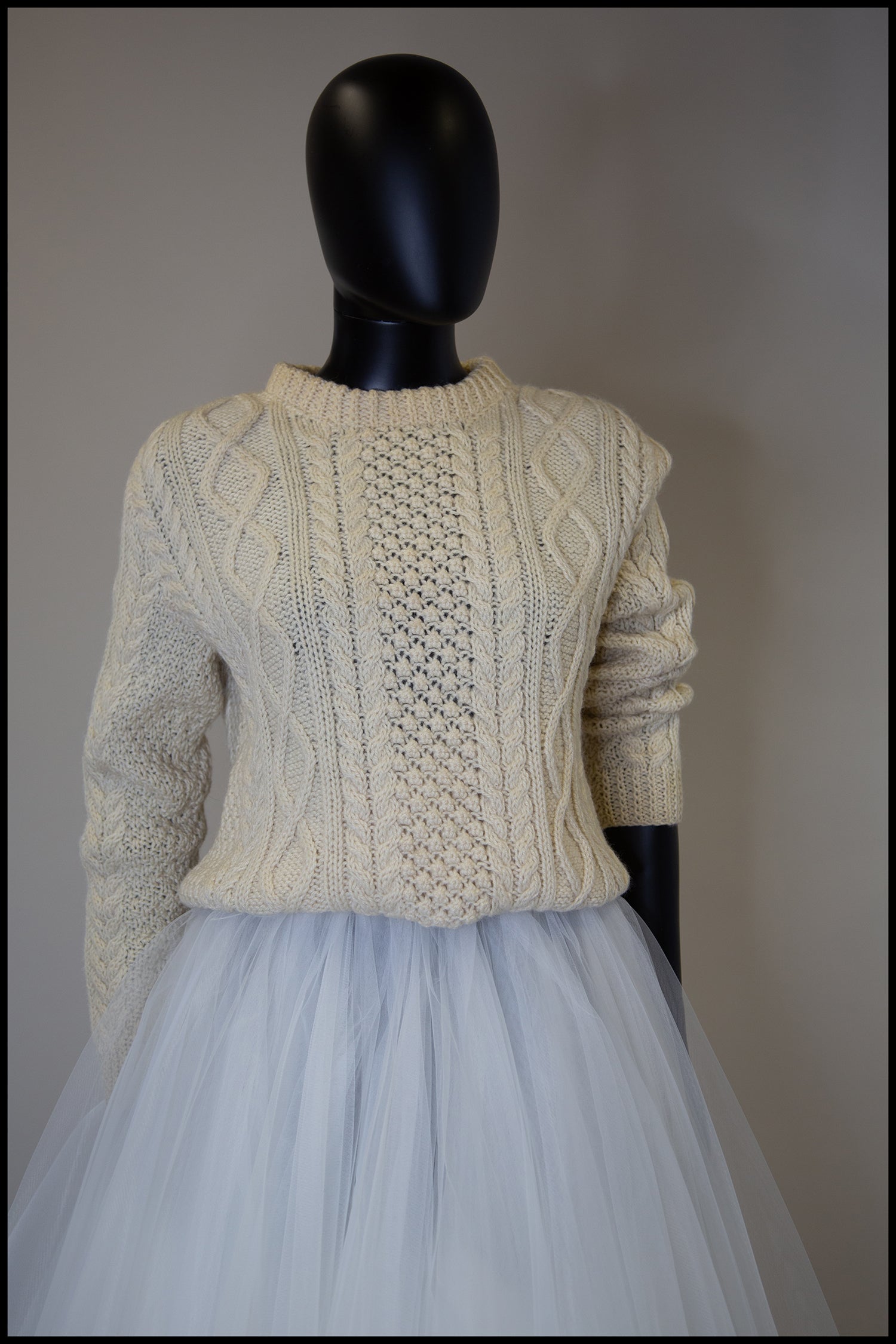 Vintage 1970s Harrods Cream Aran Knit Sweater