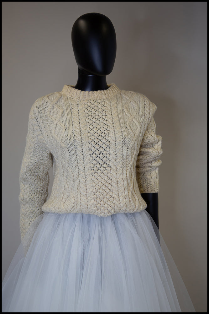 Vintage 1970s Harrods Cream Aran Knit Sweater