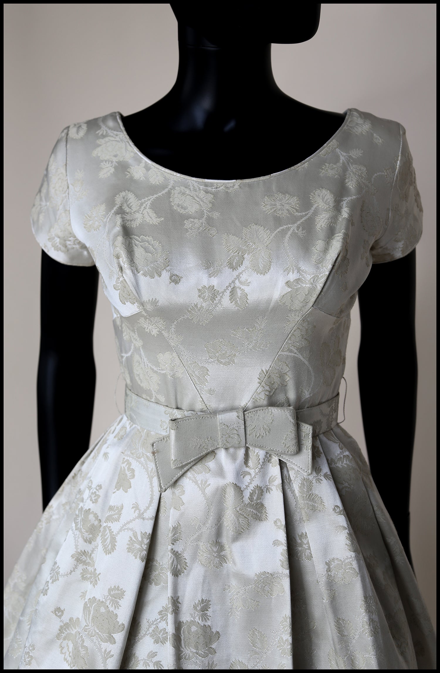 Original Vintage 1950s Oyster Brocade Short Wedding Dress
