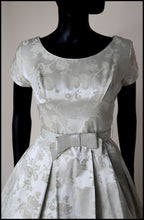 Original Vintage 1950s Oyster Brocade Short Wedding Dress