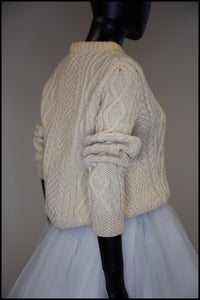 Vintage 1970s Harrods Cream Aran Knit Sweater