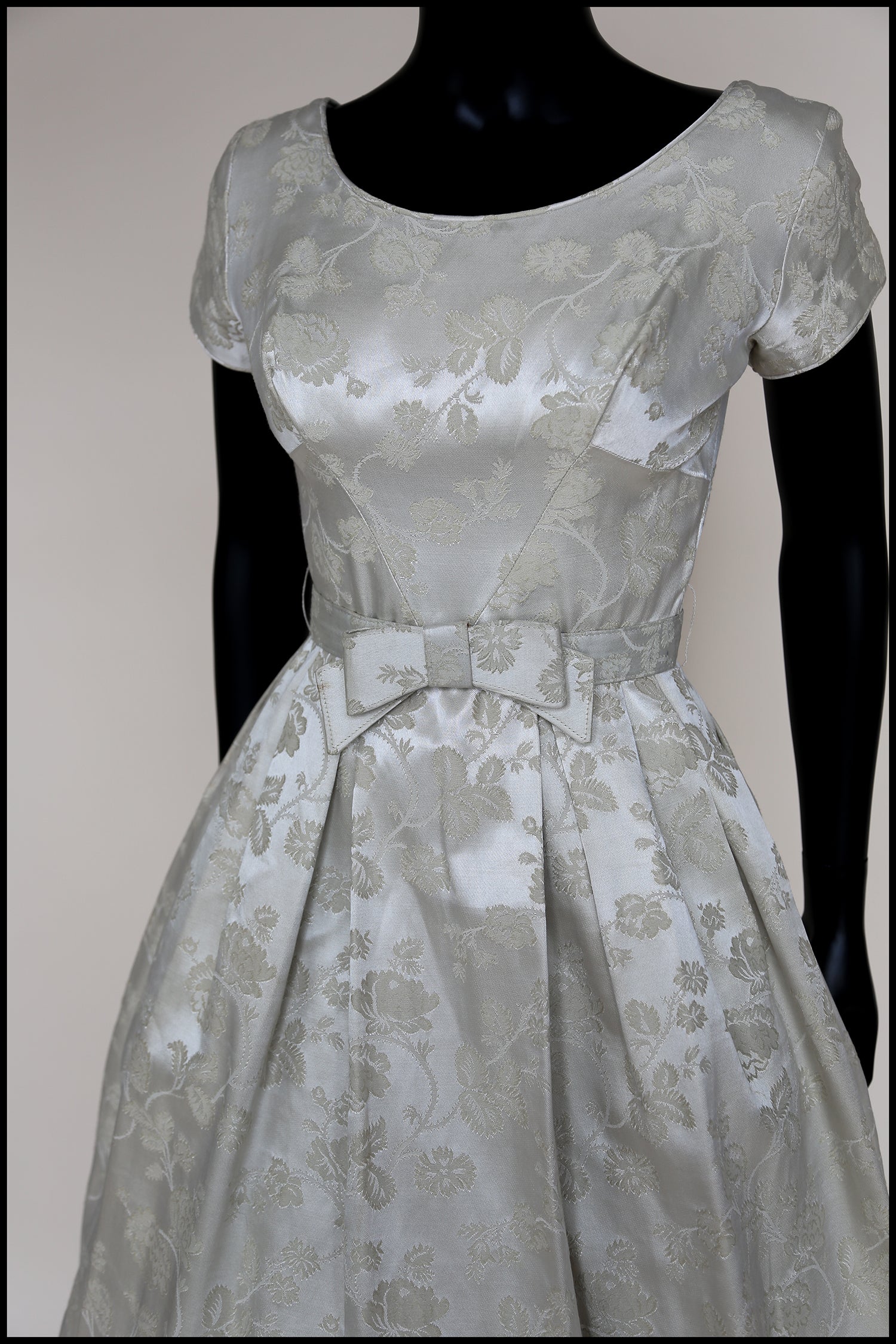 Original Vintage 1950s Oyster Brocade Short Wedding Dress
