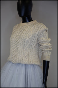 Vintage 1970s Harrods Cream Aran Knit Sweater
