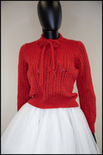 Vintage 1950s Red Hand Knit Sweater