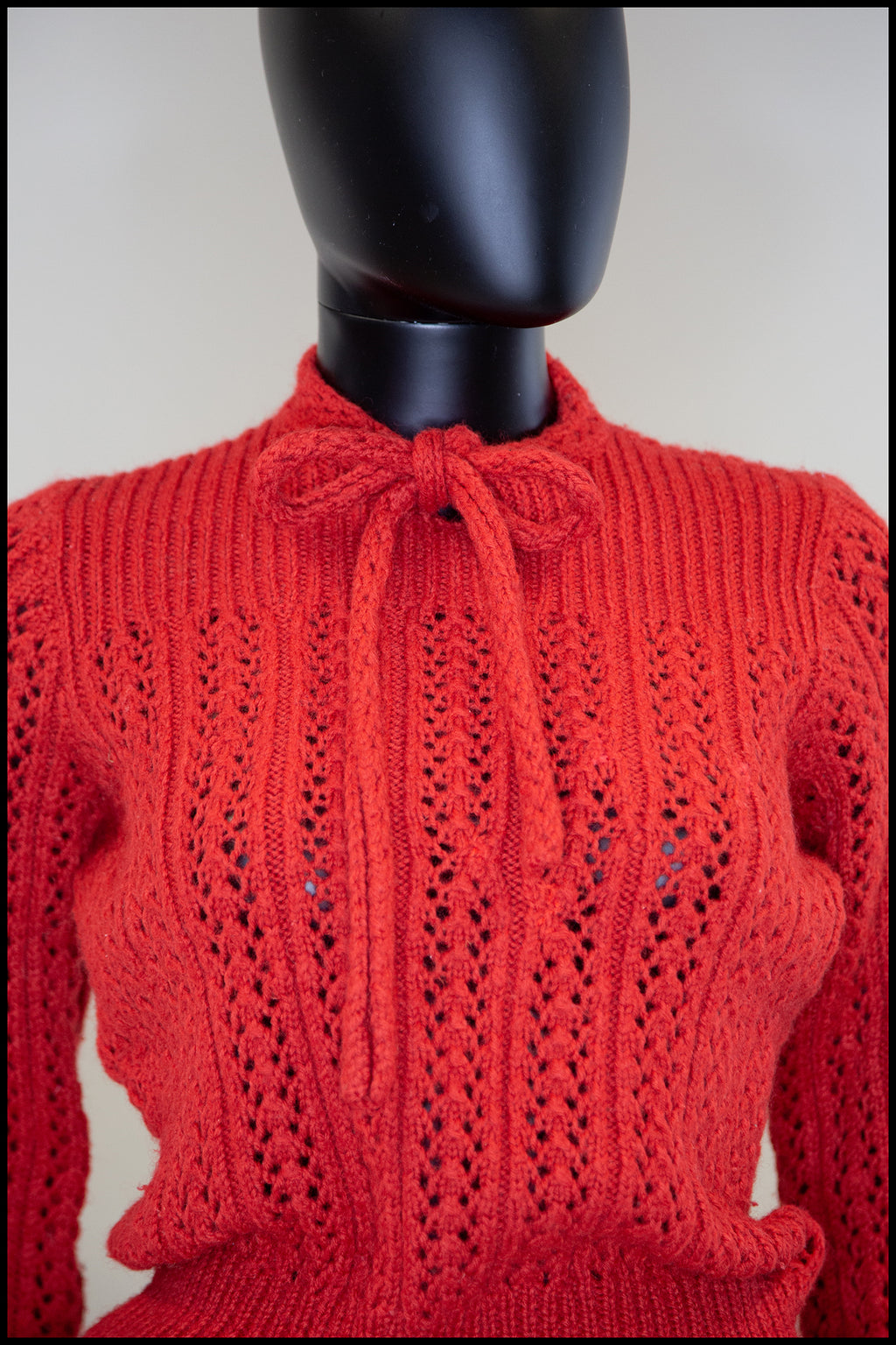 Vintage 1950s Red Hand Knit Sweater
