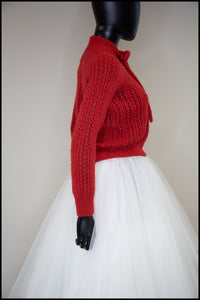 Vintage 1950s Red Hand Knit Sweater